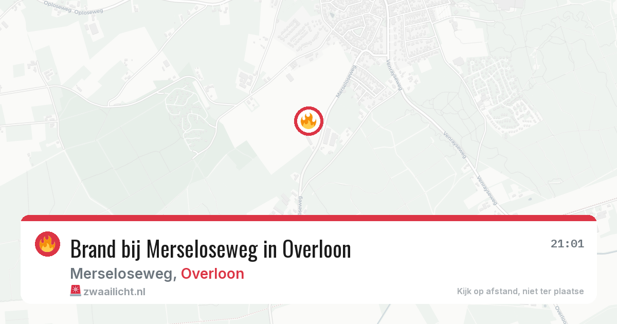 Brand bij Merseloseweg in Overloon — 14 aug 2026