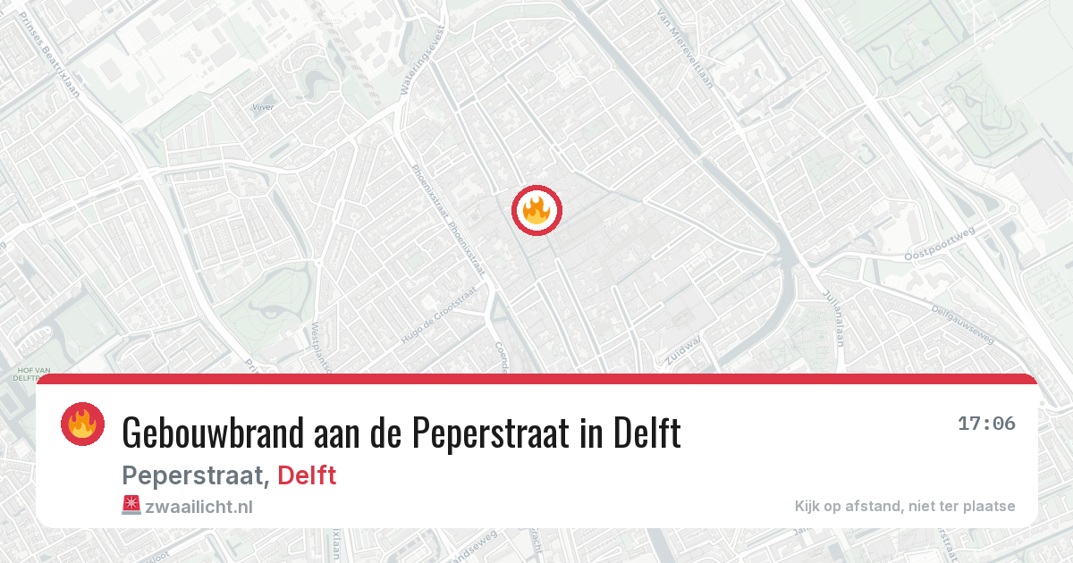 Gebouwbrand aan de Peperstraat in Delft — 12 jul 2026