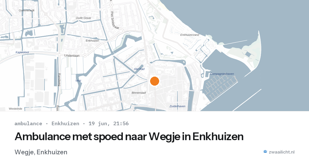 Ambulance met spoed naar Wegje in Enkhuizen — 19 jun 2026