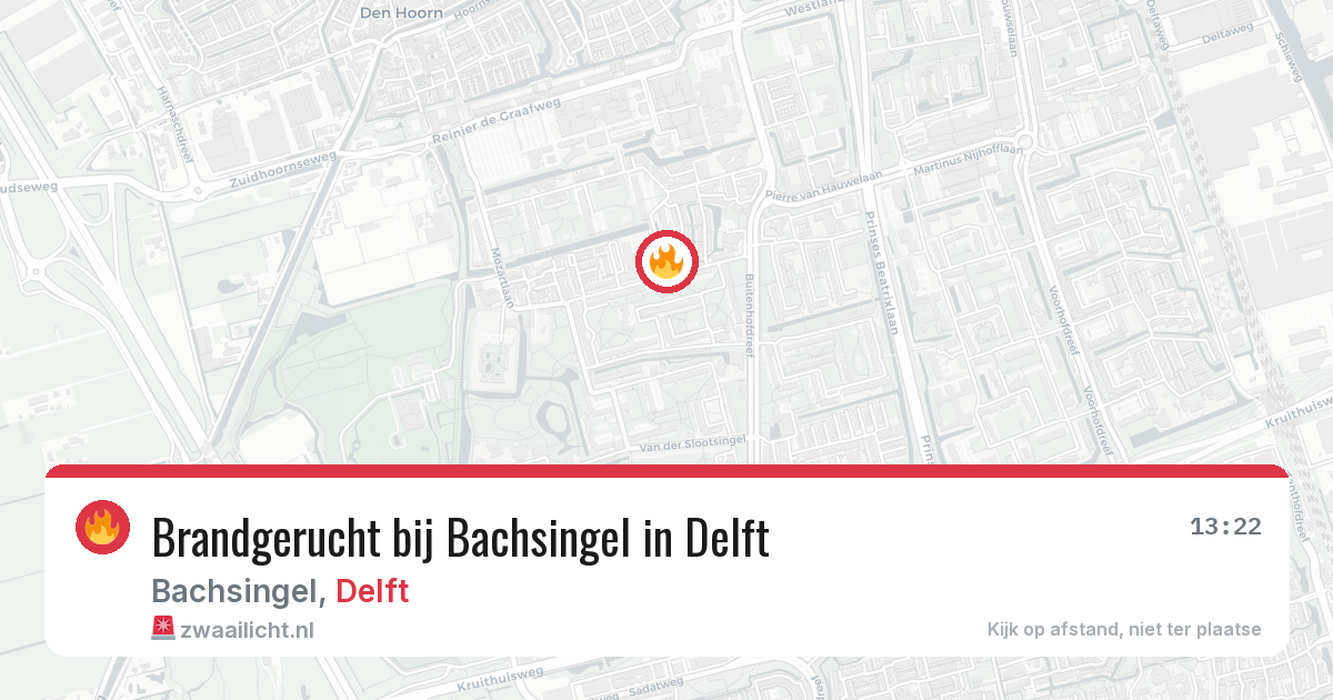 Brandgerucht bij Bachsingel in Delft — 6 aug 2026