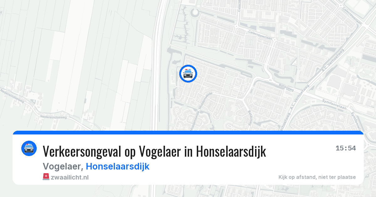 Verkeersongeval op Vogelaer in Honselaarsdijk — 20 mrt 2026