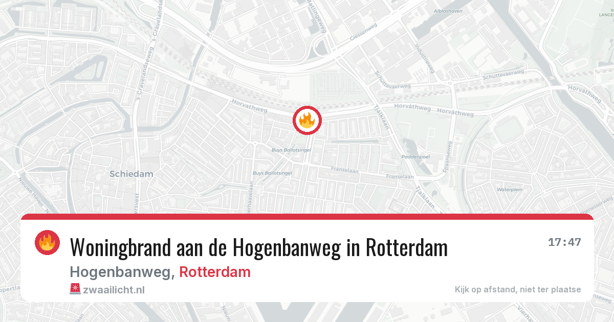 Woningbrand aan de Hogenbanweg in Rotterdam — 15 jun 2026