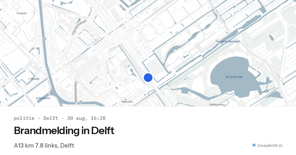 Brandmelding in Delft — 30 aug 2026