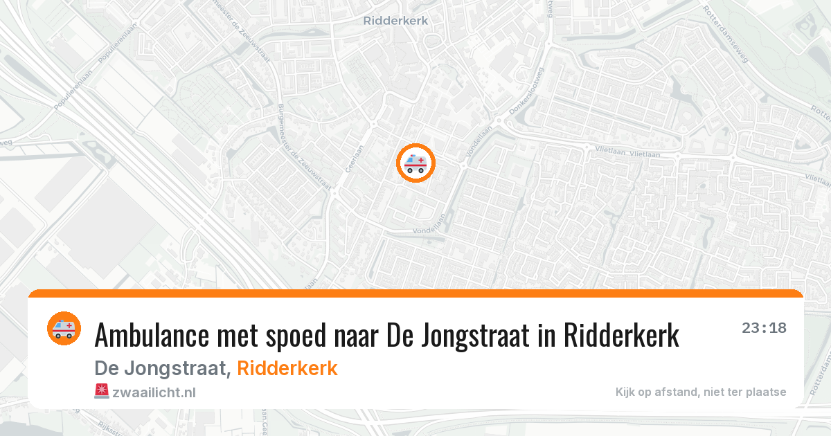 Ambulance met spoed naar De Jongstraat in Ridderkerk — 25 mei 2026