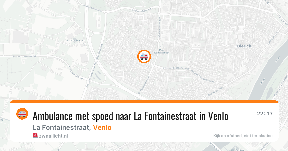Ambulance met spoed naar La Fontainestraat in Venlo — 9 aug 2026