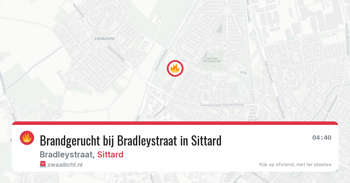 Brandgerucht bij Bradleystraat in Sittard — 19 jun 2026