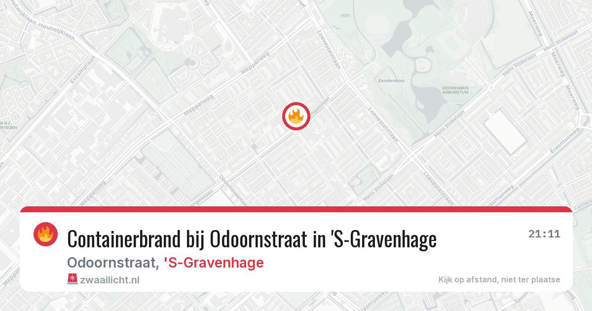Containerbrand bij Odoornstraat in 'S-Gravenhage — 19 mrt 2026