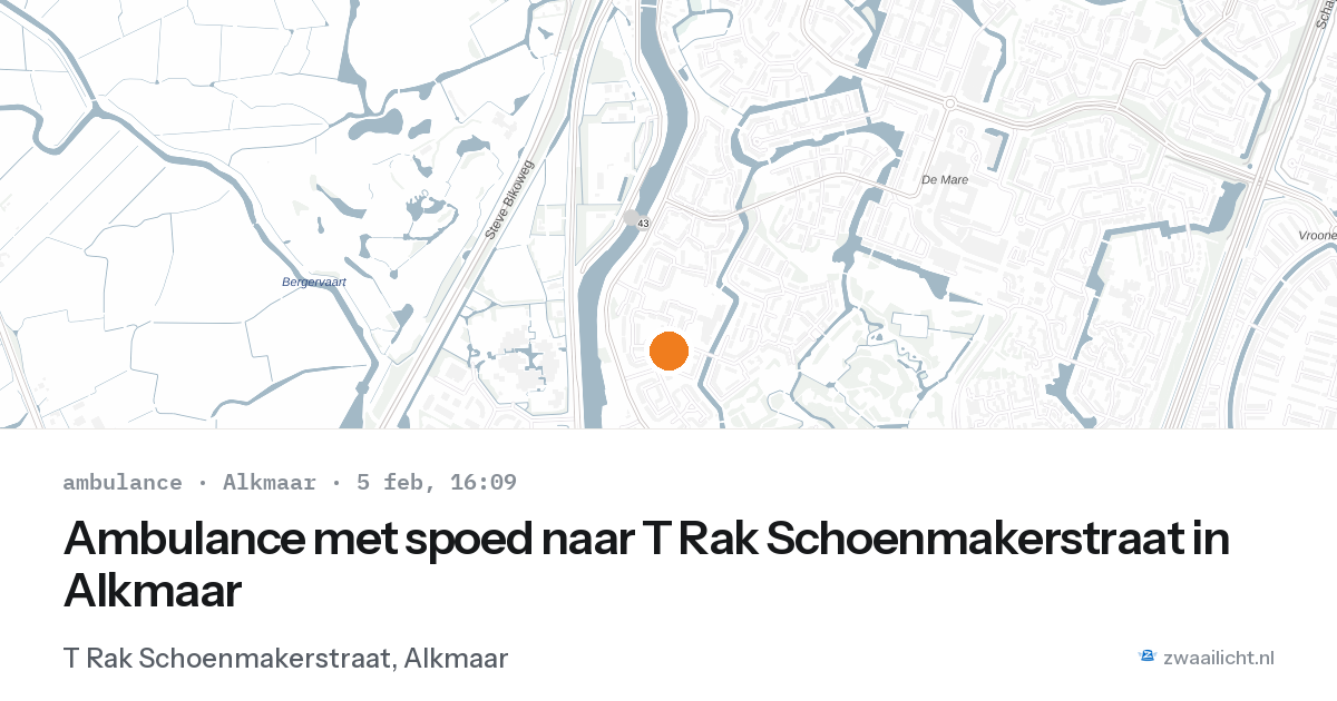 Ambulance met spoed naar T Rak Schoenmakerstraat in Alkmaar — 5 feb 2026