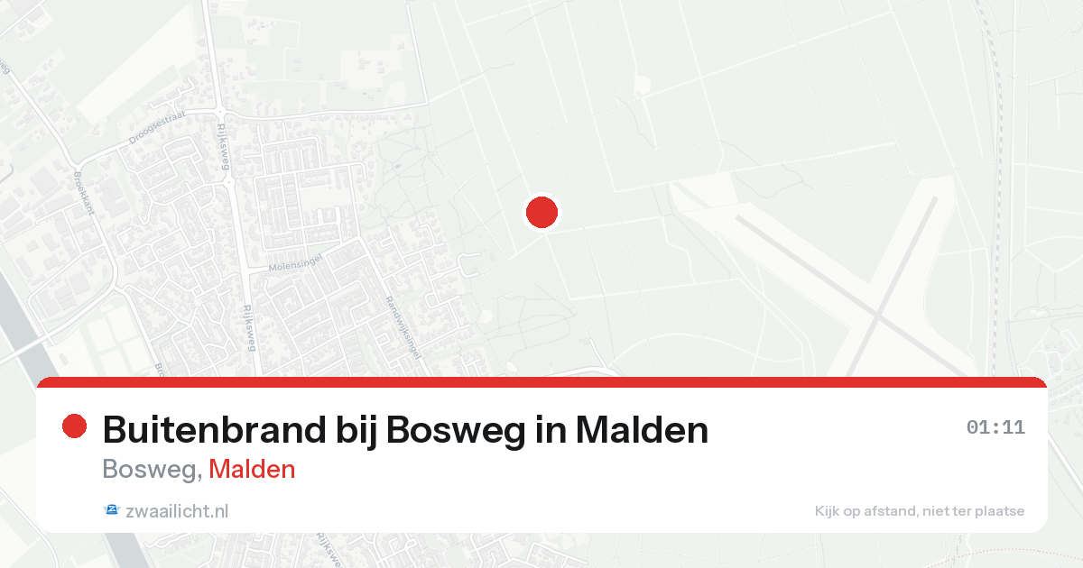 Buitenbrand bij Bosweg in Malden — 14 aug 2026