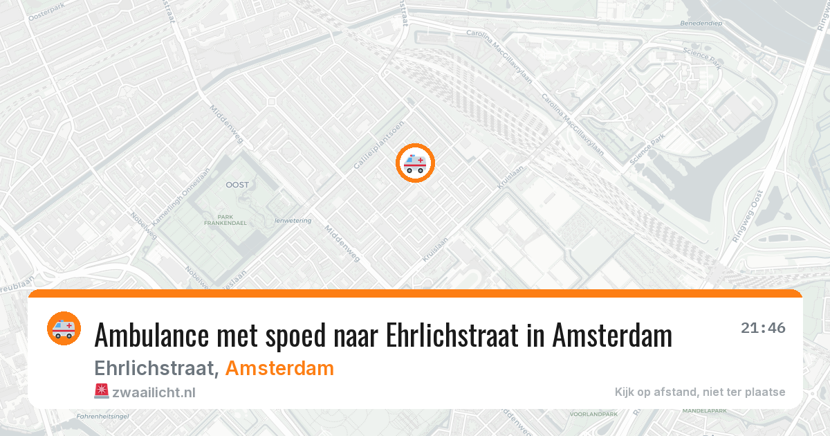 Ambulance met spoed naar Ehrlichstraat in Amsterdam — 8 jun 2026