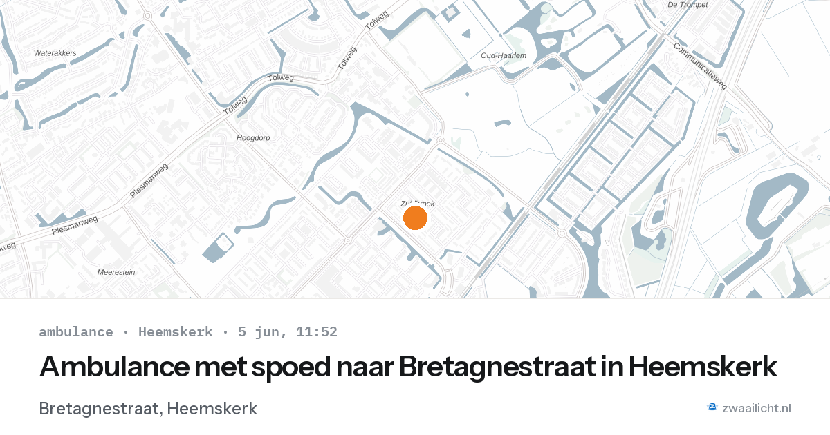 Ambulance met spoed naar Bretagnestraat in Heemskerk — 5 jun 2026