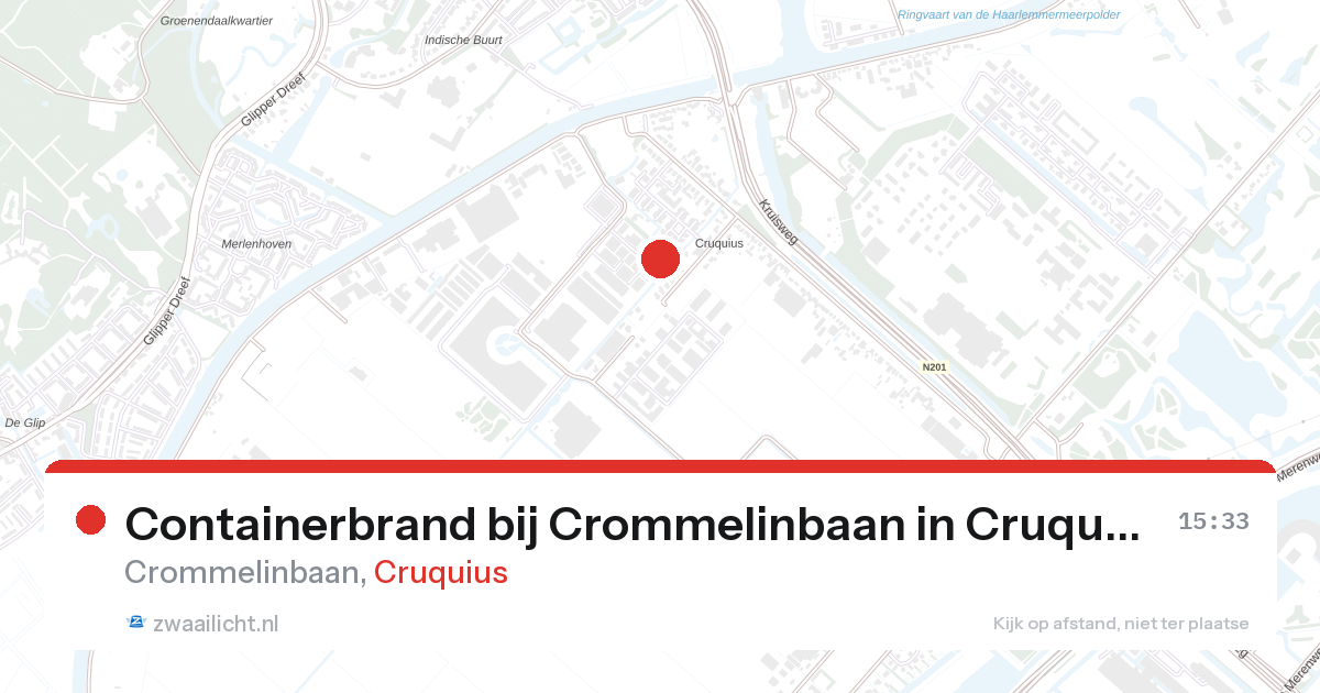 Containerbrand bij Crommelinbaan in Cruquius — 28 aug 2026