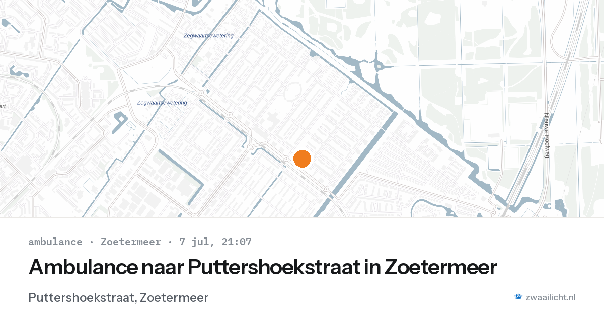 Ambulance naar Puttershoekstraat in Zoetermeer — 7 jul 2026
