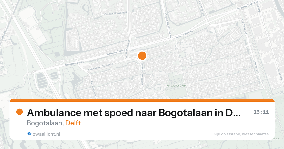 Ambulance met spoed naar Bogotalaan in Delft — 27 mei 2026