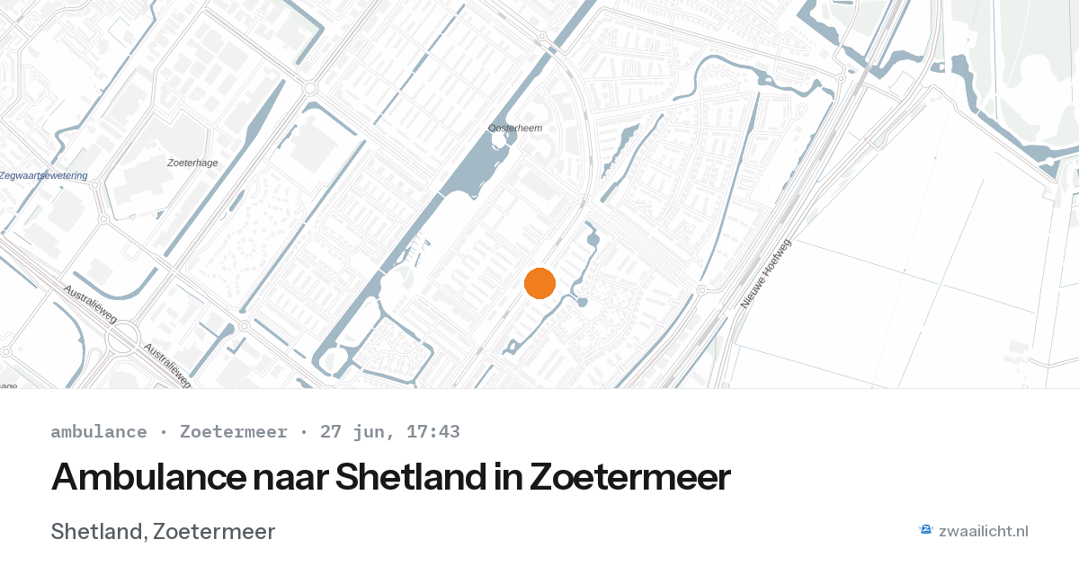 Ambulance naar Shetland in Zoetermeer — 27 jun 2026