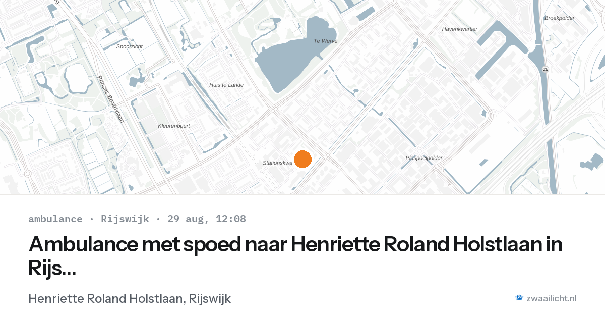 Ambulance met spoed naar Henriette Roland Holstlaan in Rijswijk — 29 aug 2026