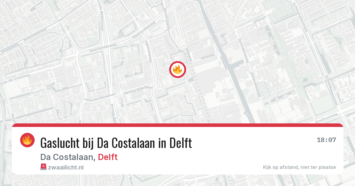 Gaslucht bij Da Costalaan in Delft — 10 aug 2026