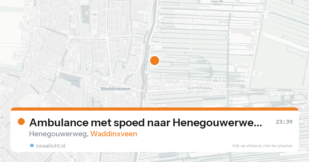 Ambulance met spoed naar Henegouwerweg in Waddinxveen — 15 aug 2026
