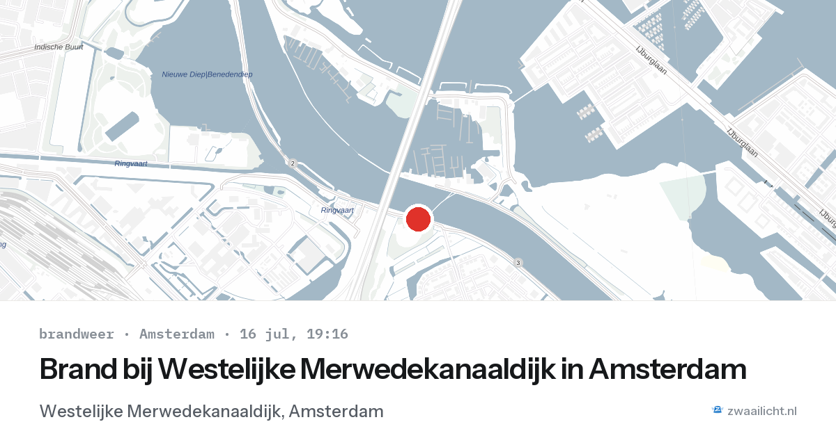 Brand bij Westelijke Merwedekanaaldijk in Amsterdam — 16 jul 2026