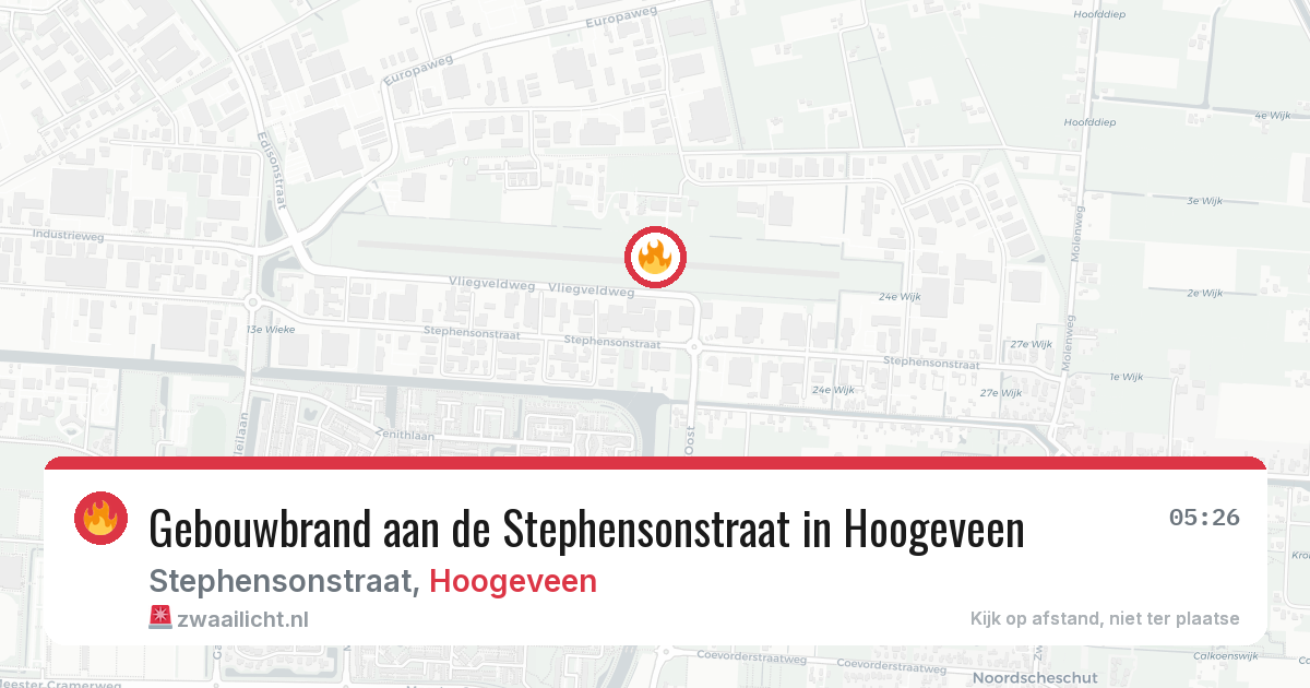 Gebouwbrand aan de Stephensonstraat in Hoogeveen — 24 mei 2026