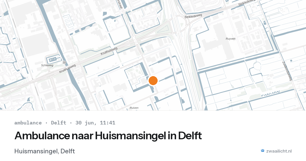 Ambulance naar Huismansingel in Delft — 30 jun 2026