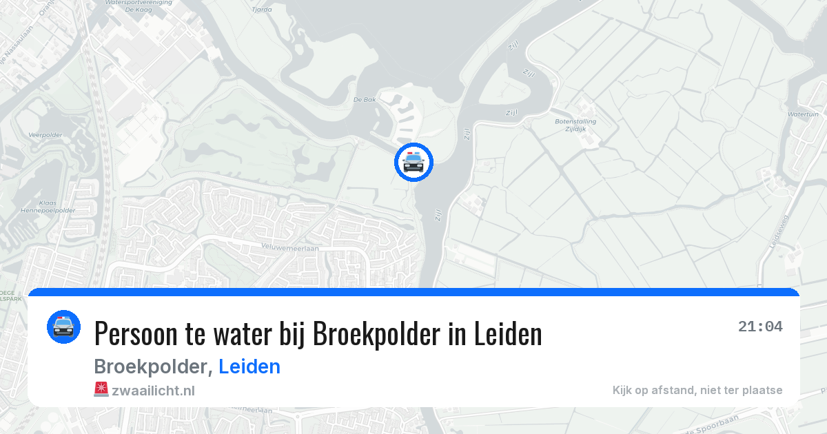 Persoon te water bij Broekpolder in Leiden — 10 aug 2026