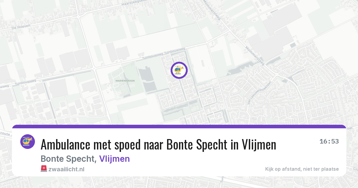 Ambulance met spoed naar Bonte Specht in Vlijmen — 26 jun 2026