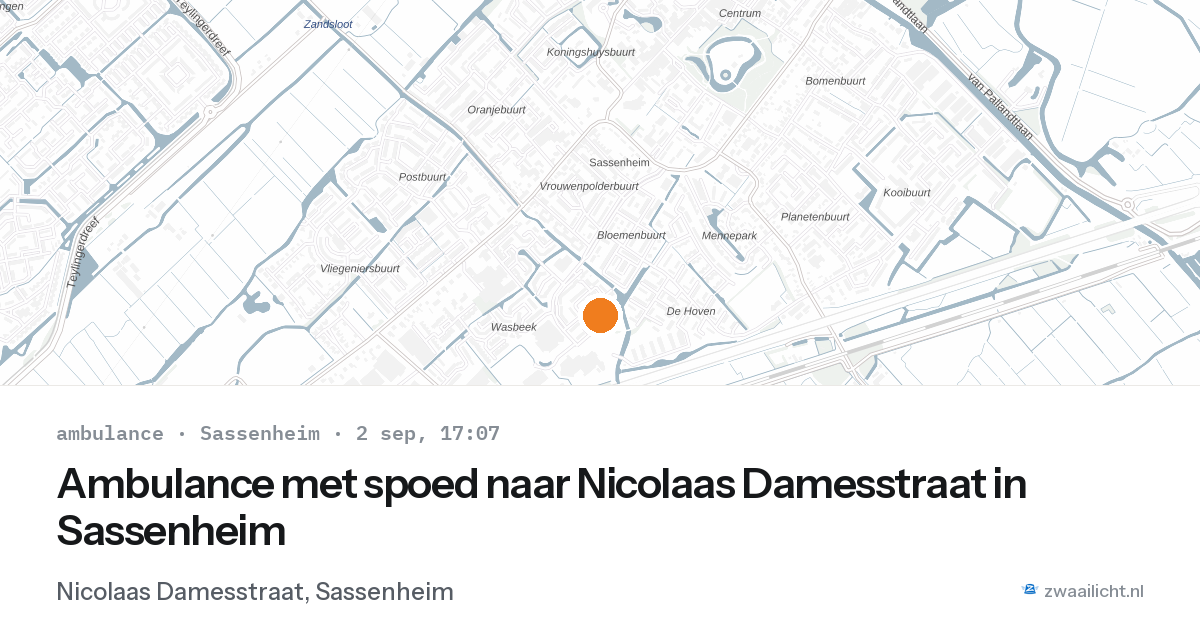 Ambulance met spoed naar Nicolaas Damesstraat in Sassenheim — 2 sep 2026