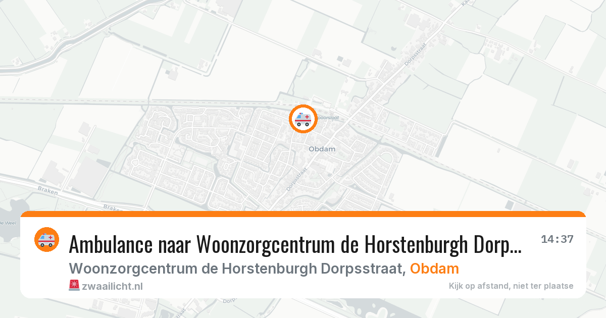 Ambulance naar Woonzorgcentrum de Horstenburgh Dorpsstraat in Obdam — 8 feb 2026