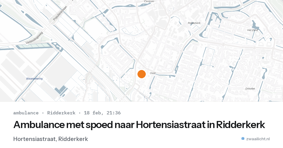 Ambulance met spoed naar Hortensiastraat in Ridderkerk — 18 feb 2026