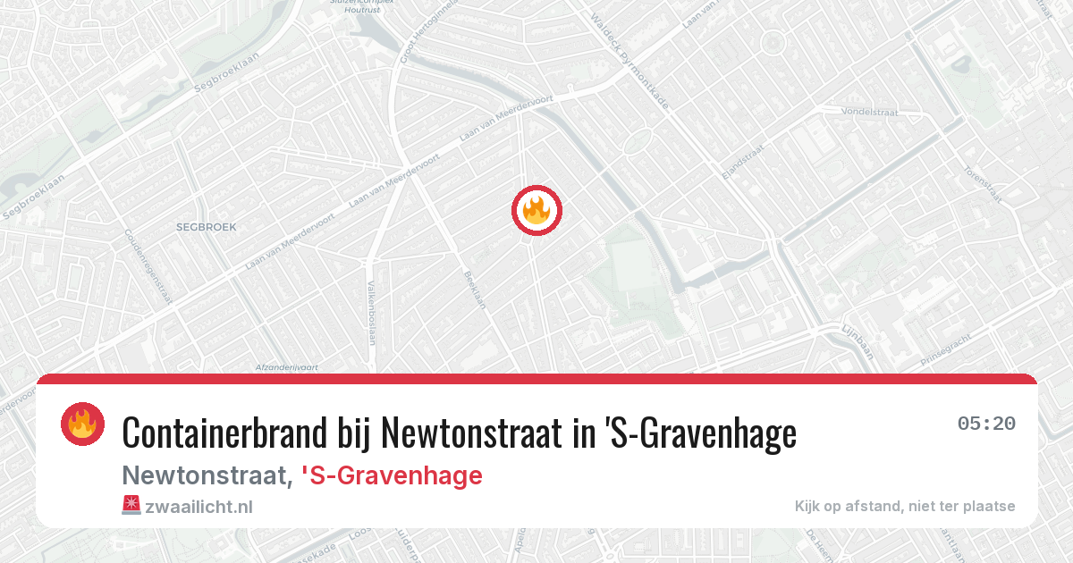 Containerbrand bij Newtonstraat in 'S-Gravenhage — 9 aug 2026