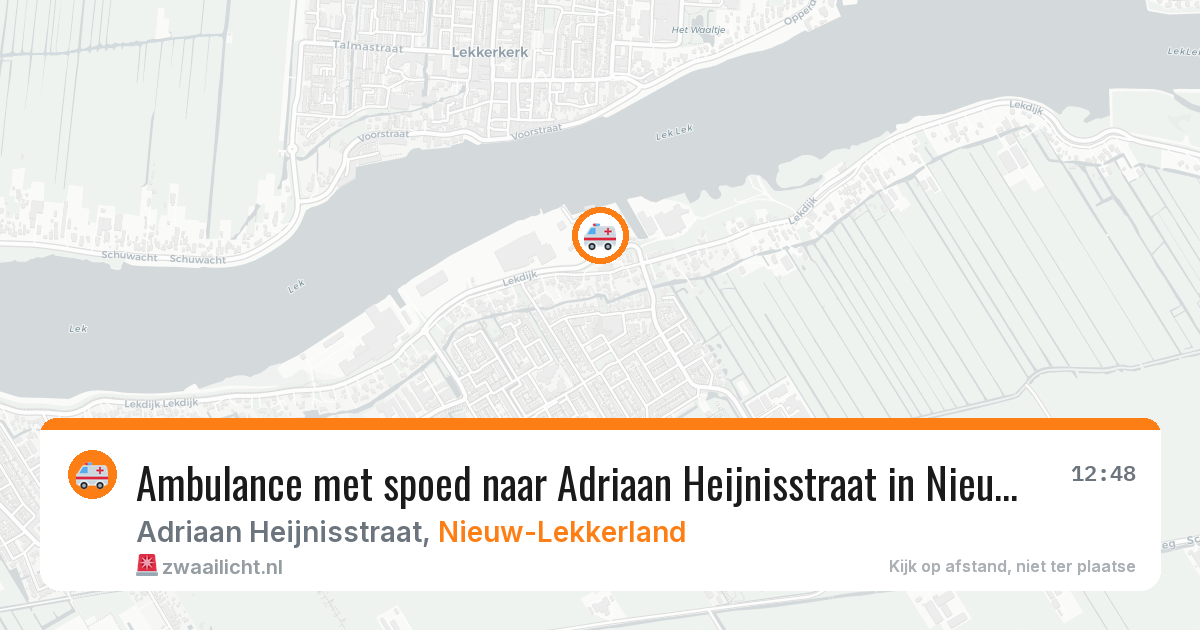 Ambulance met spoed naar Adriaan Heijnisstraat in Nieuw-Lekkerland — 14 aug 2026