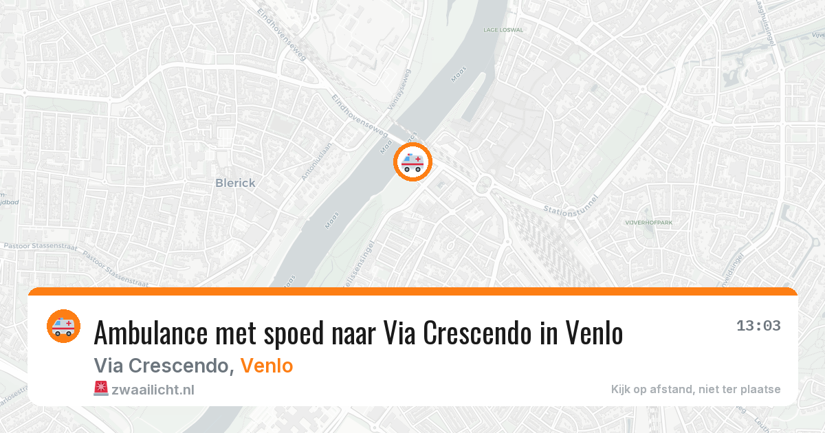 Ambulance met spoed naar Via Crescendo in Venlo — 18 jun 2026