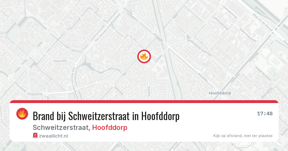 Brand bij Schweitzerstraat in Hoofddorp — 8 aug 2026
