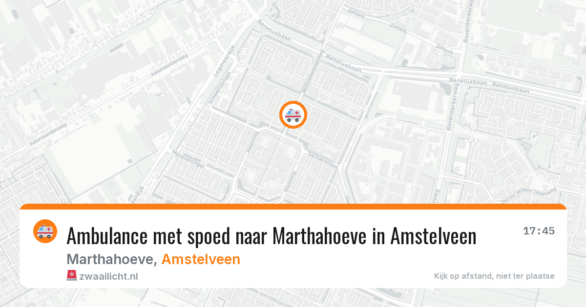 Ambulance met spoed naar Marthahoeve in Amstelveen — 10 aug 2026