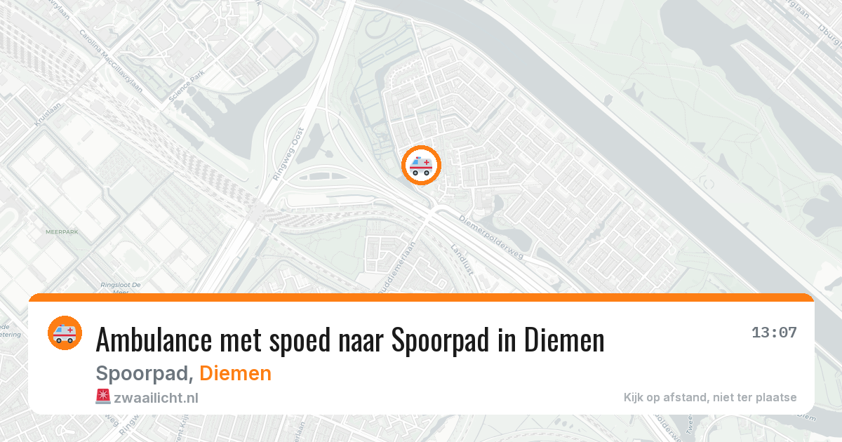 Ambulance met spoed naar Spoorpad in Diemen — 6 jul 2026