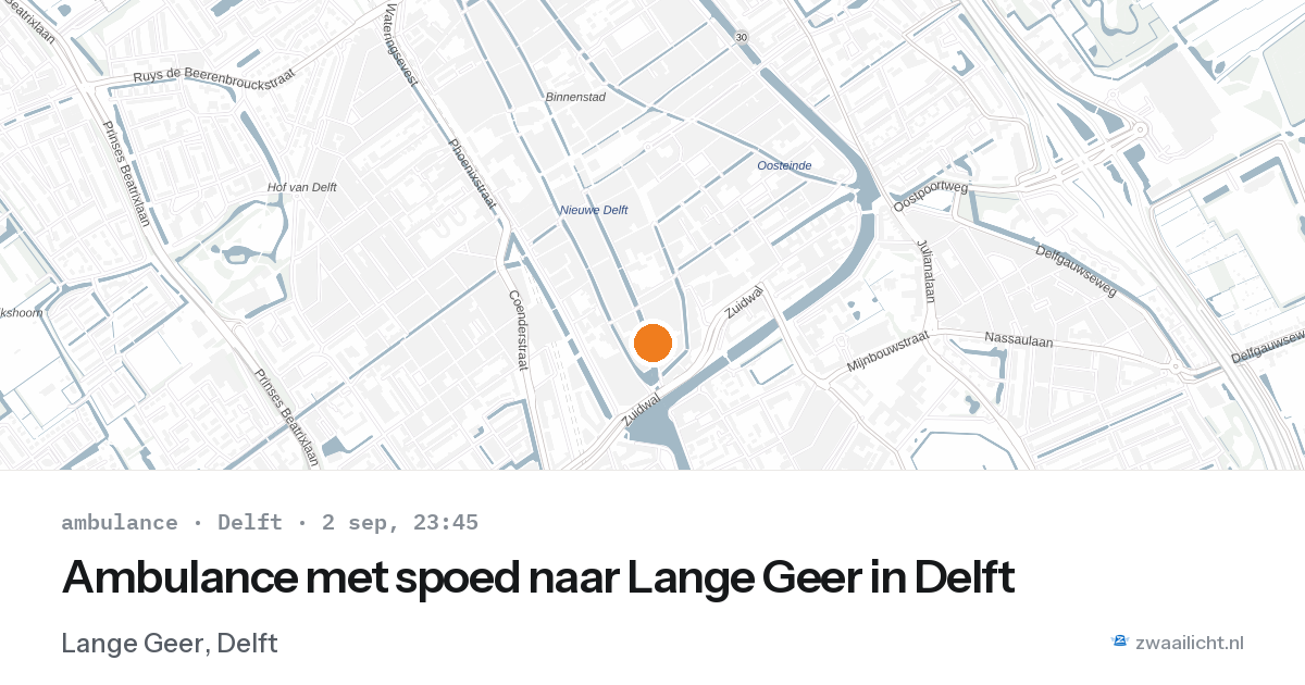 Ambulance met spoed naar Lange Geer in Delft — 2 sep 2026
