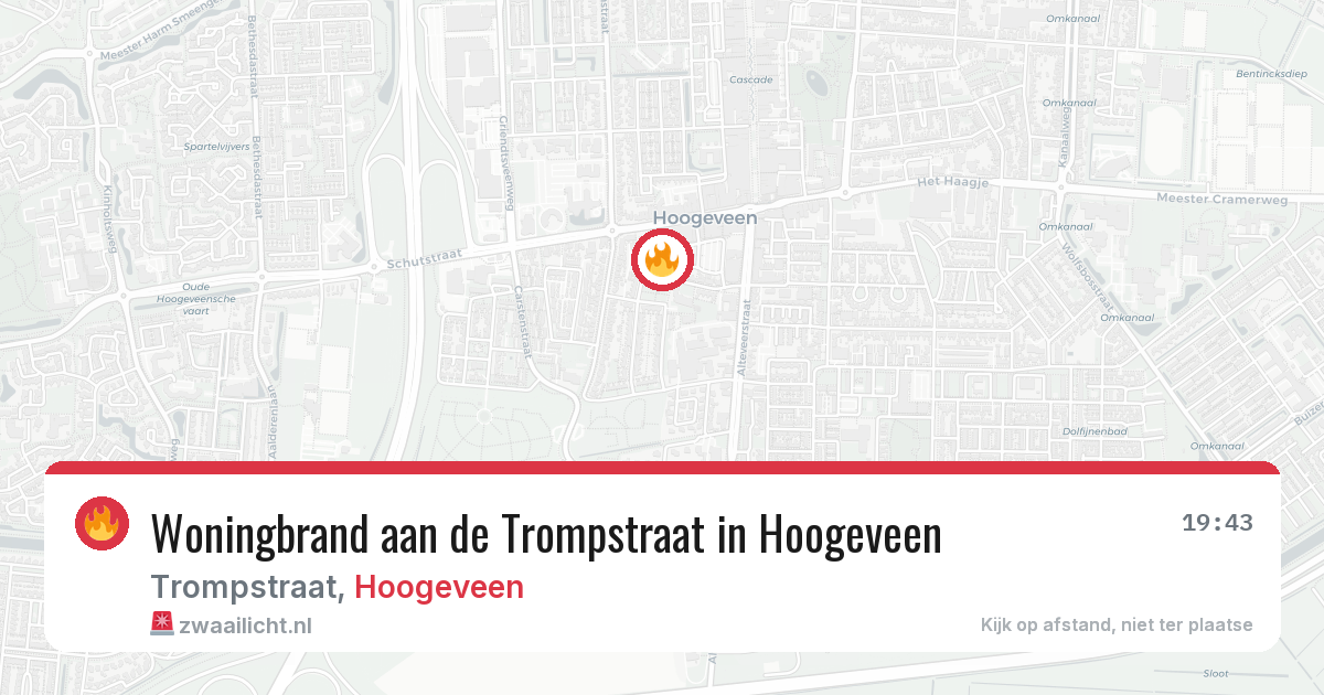 Woningbrand aan de Trompstraat in Hoogeveen — 7 aug 2026