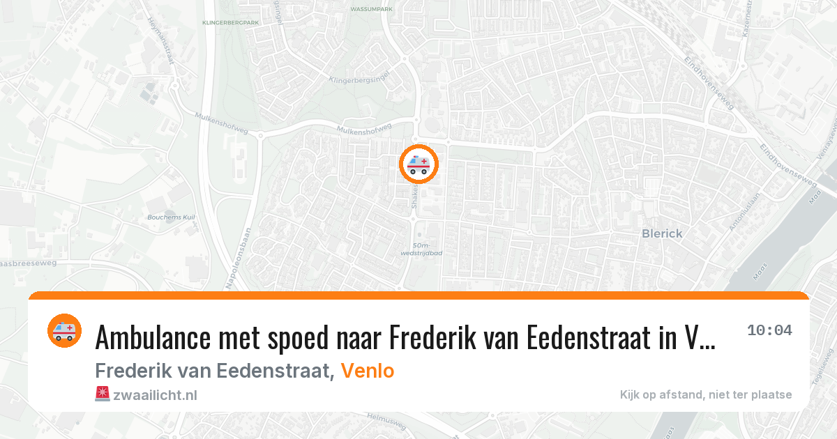Ambulance met spoed naar Frederik van Eedenstraat in Venlo — 6 aug 2026