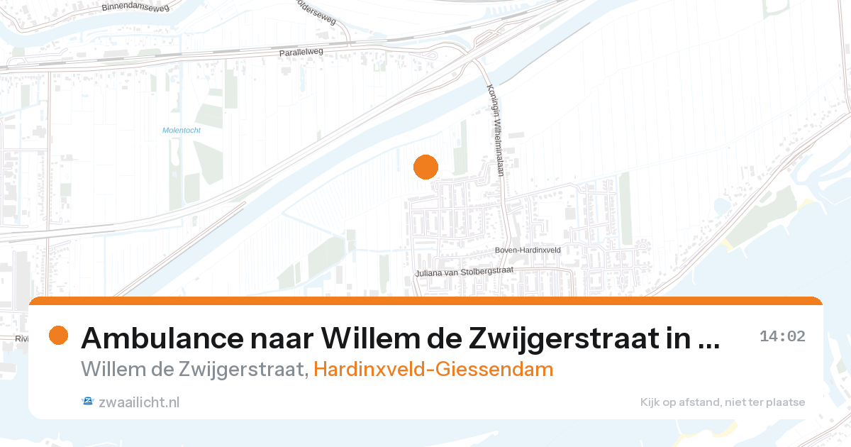 Ambulance naar Willem de Zwijgerstraat in Hardinxveld-Giessendam — 27 aug 2026