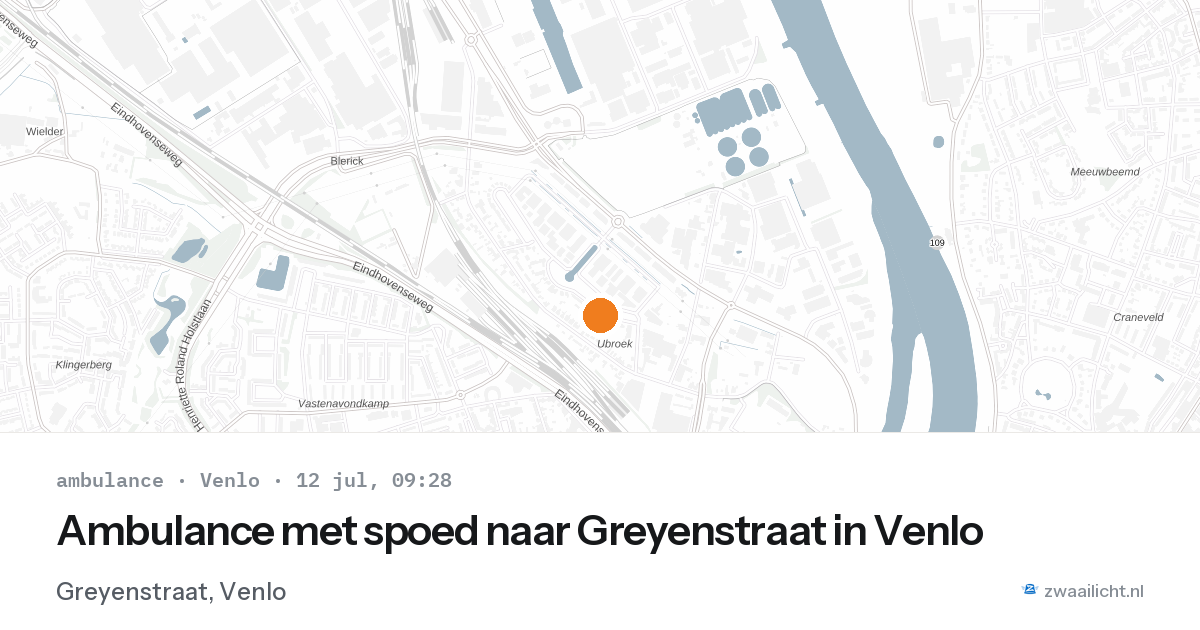 Ambulance met spoed naar Greyenstraat in Venlo — 12 jul 2026