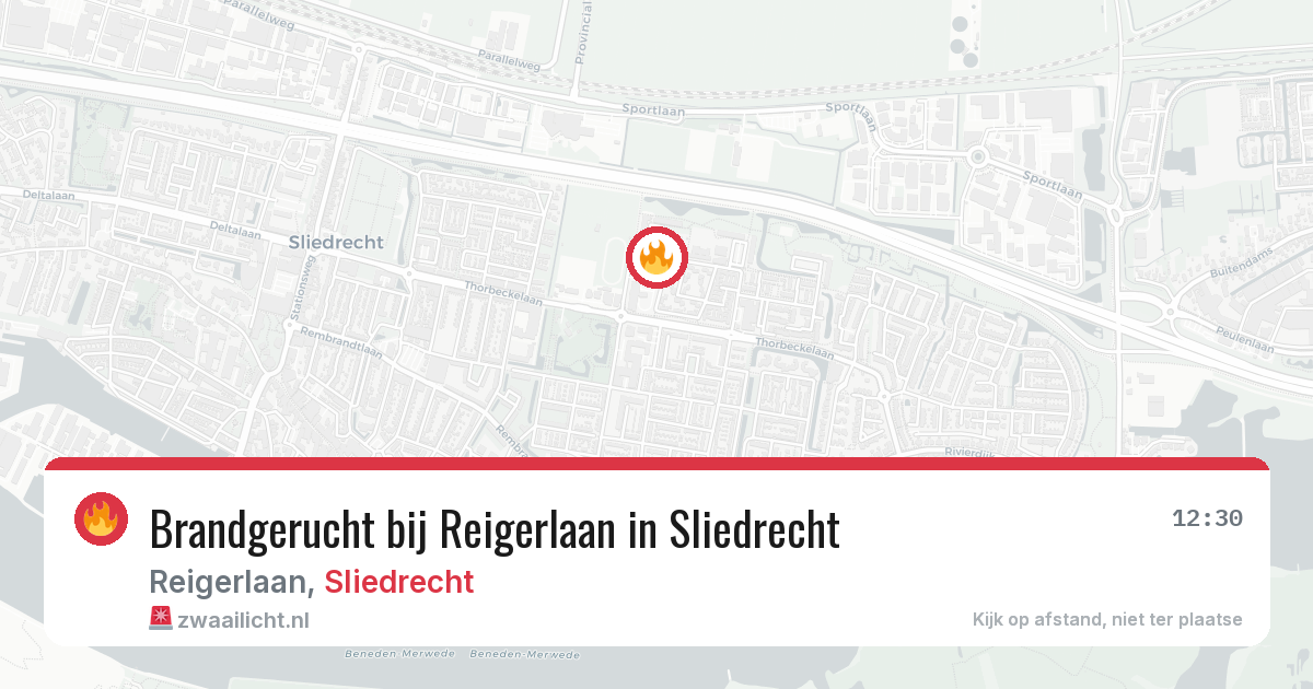 Brandgerucht bij Reigerlaan in Sliedrecht — 26 mrt 2026
