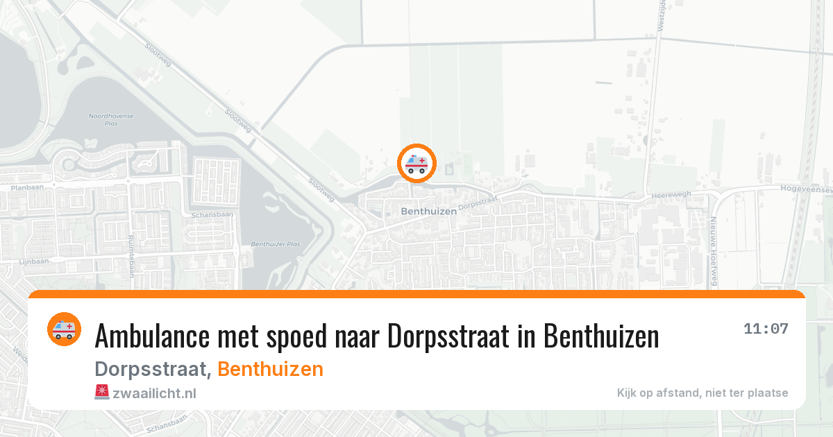 Ambulance met spoed naar Dorpsstraat in Benthuizen — 25 mrt 2026