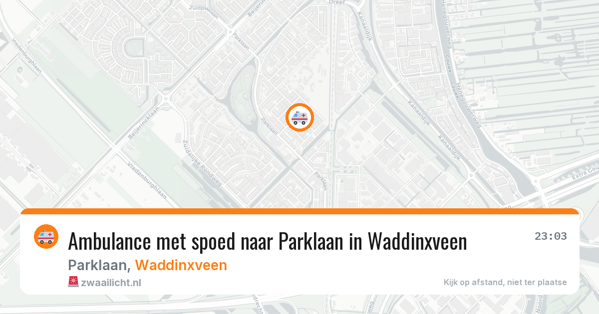Ambulance met spoed naar Parklaan in Waddinxveen — 9 jun 2026