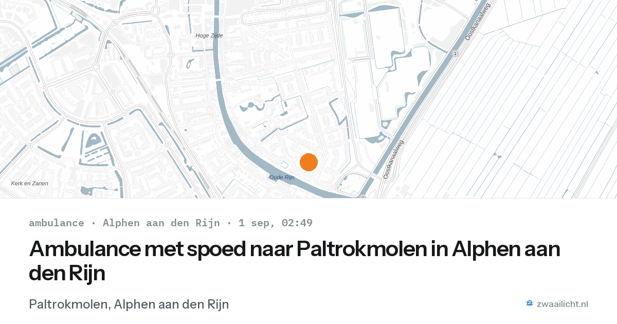 Ambulance met spoed naar Paltrokmolen in Alphen aan den Rijn — 1 sep 2026