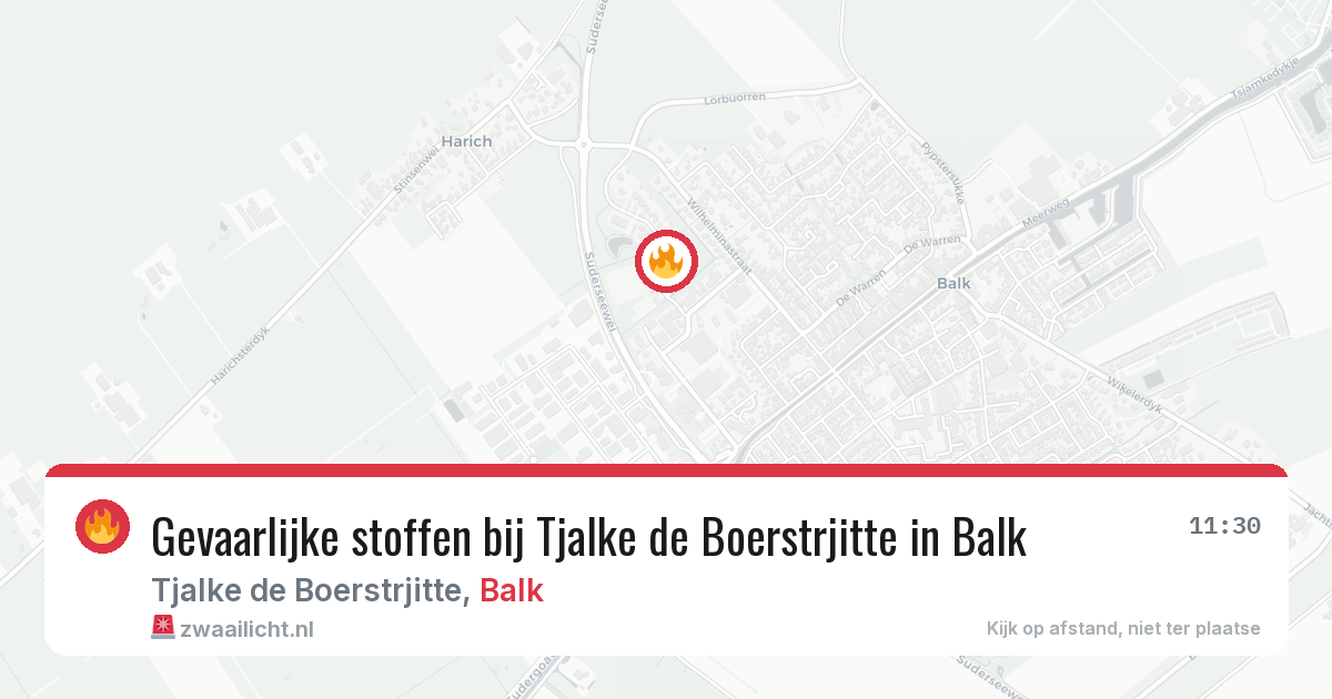 Gevaarlijke stoffen bij Tjalke de Boerstrjitte in Balk — 13 mei 2026