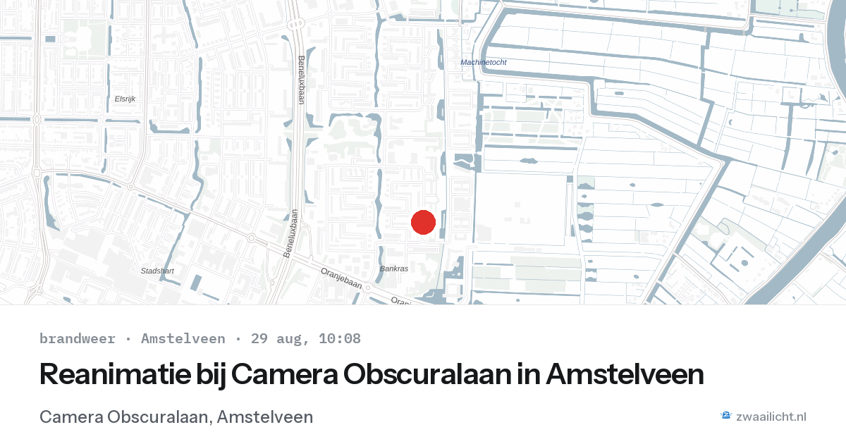 Reanimatie bij Camera Obscuralaan in Amstelveen — 29 aug 2026
