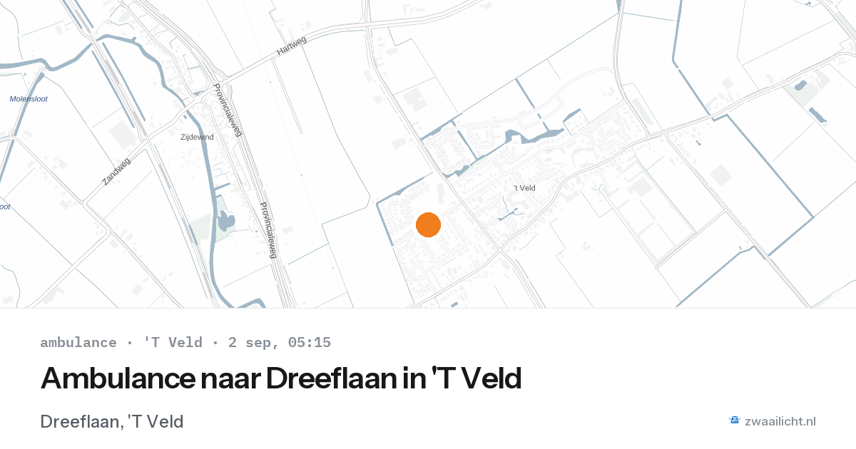 Ambulance naar Dreeflaan in 'T Veld — 2 sep 2026