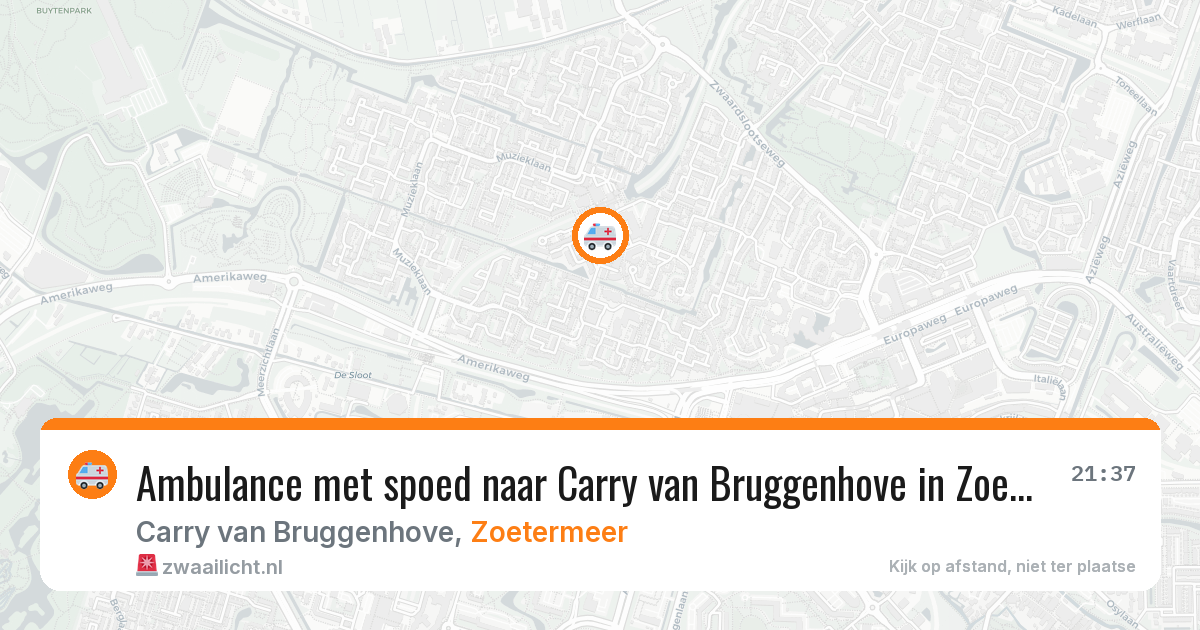 Ambulance met spoed naar Carry van Bruggenhove in Zoetermeer — 1 aug 2026