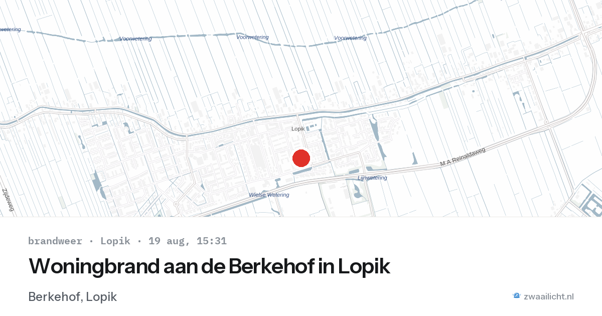 Woningbrand aan de Berkehof in Lopik — 19 aug 2026